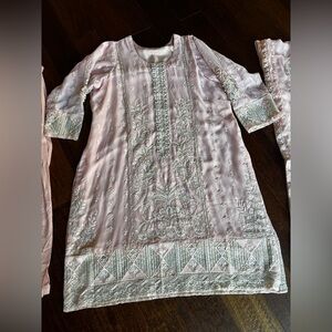 Elegant Pink Embroidered pakistani Indian fancy Dress
